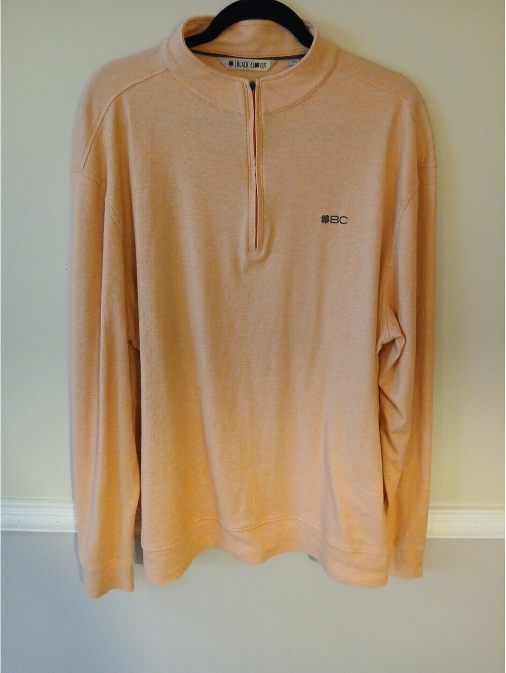Black Clover Live Lucky Men's XXL Orange/Peach 1/4 Zip Lightweight Golf Shirt